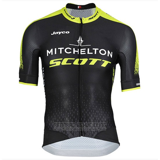 2018 Fahrradbekleidung Mitchelton Scott Shwarz Trikot Kurzarm und Tragerhose - zum Schließen ins Bild klicken